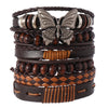 Vintage Ethnic Style Woven Leather Bracelet For Men Bohemian Cross Butterfly Life Tree Leather Bracelets Gifts For Friend