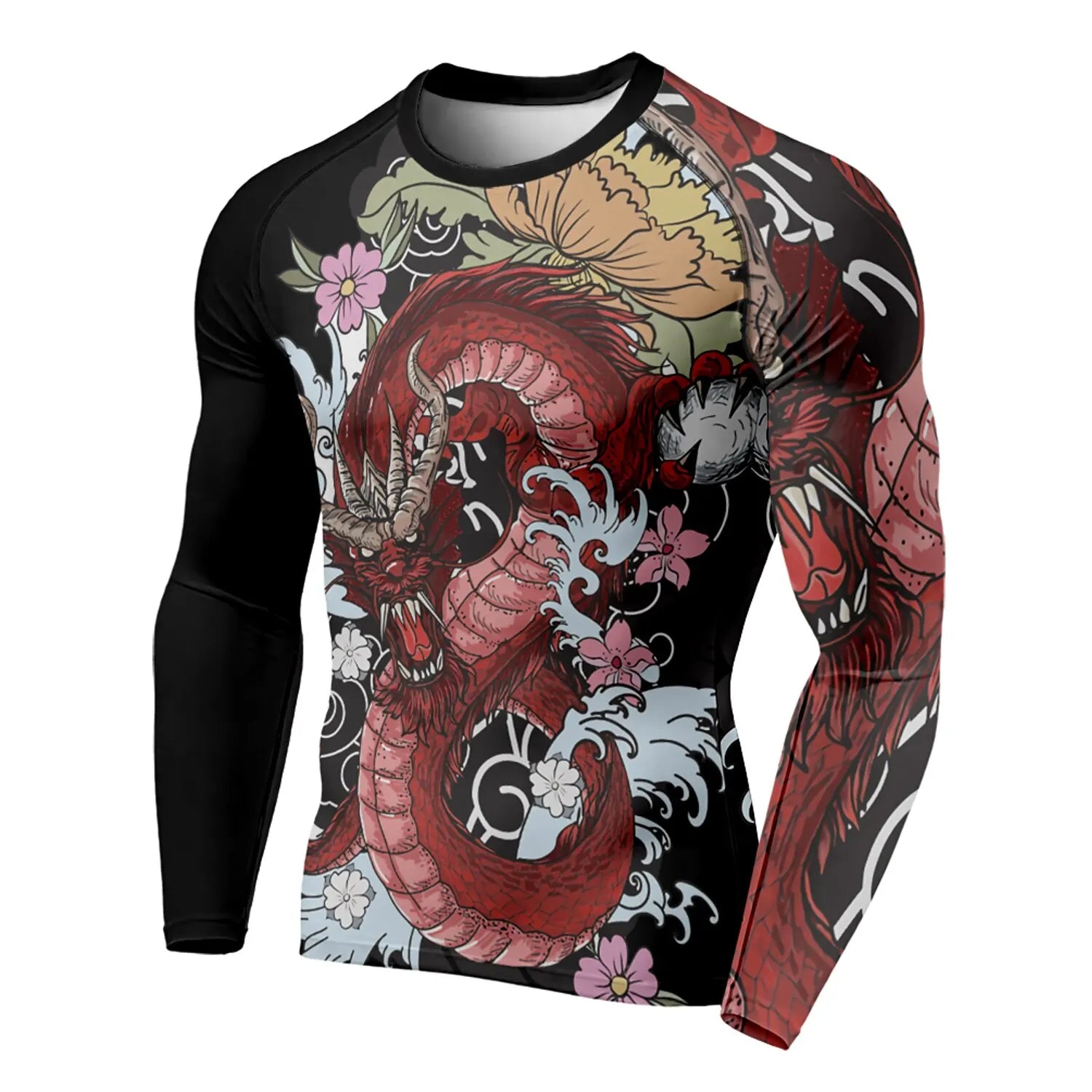 3D Printed Dragon Pattern 3D Printing Autumn Men's Crew Neck T-Shirt Casual Long Sleeve Oversized Pullover Fashion Tops