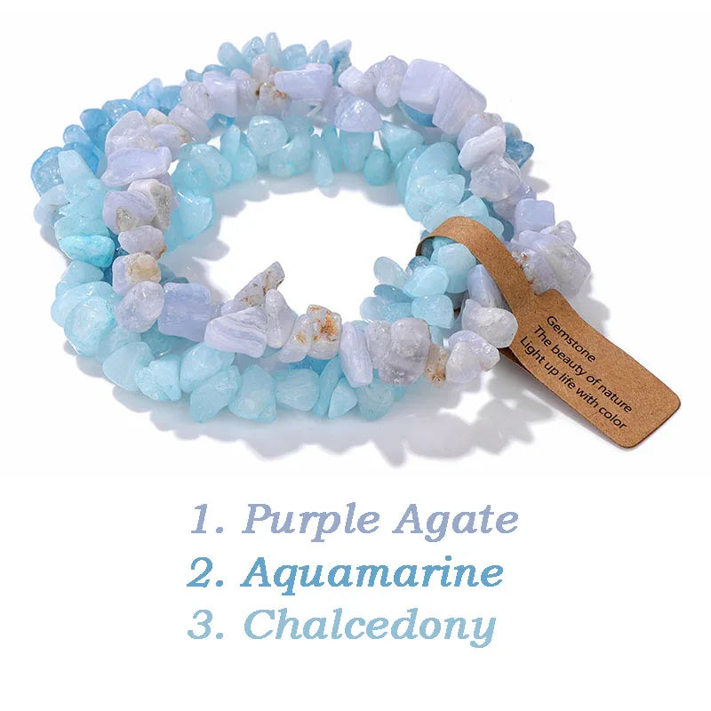 Irregular Natural Stone Bracelet Crystal Quartz Amethysts Tiger Eye Chips Gravel Beads Bracelets for Women Men Healing Jewelry