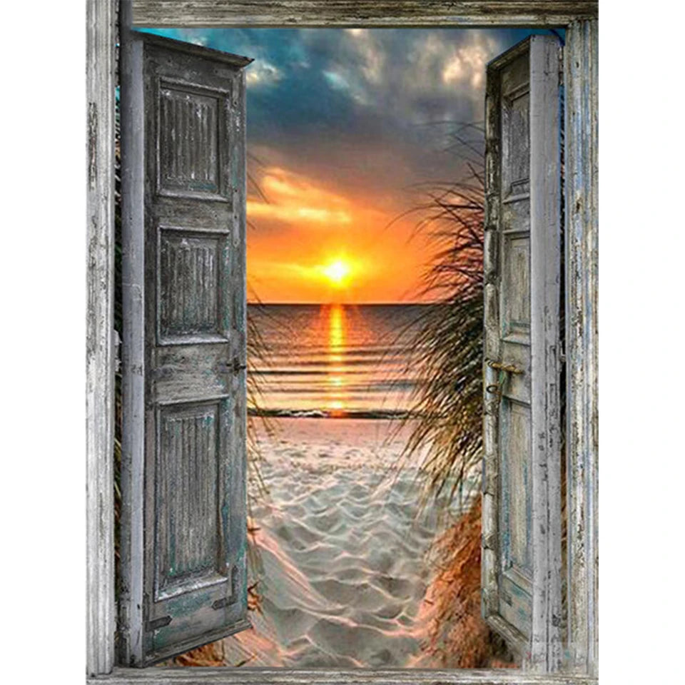 5D DIY Diamond Painting Landscape Coastal Sunset Rhinestone Picture Full Square/Round Diamond Embroidery Mosaic Decoration Gift