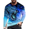 Long Sleeve Lion Abstract Pattern Mens Street T Shirt Spring Autumn 3d Animal Print Fashion T Shirt Street Loose Mens Casual Top