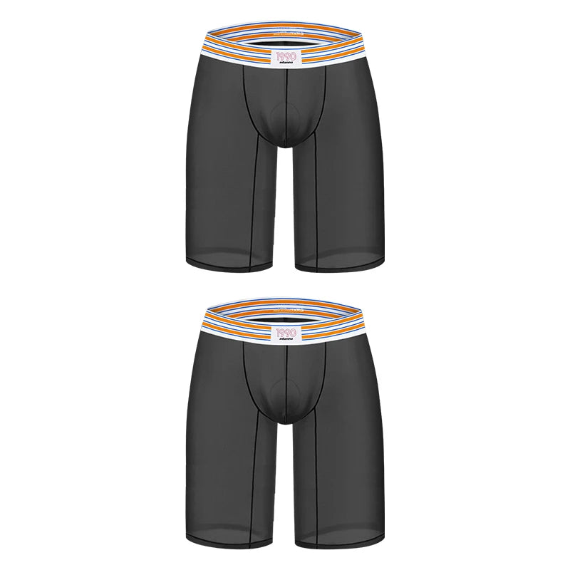 1/2/3PCS Men's Ice Silk Boxers Transparent Boxers 0.01 Ultra-thin Fabric See Through Underpants Seamless Underwear Boxer Shorts