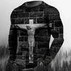 Fashion Casual Men's Long Sleeve T-Shirt 3d Printed Retro Jesus Christ Street Personality Loose O Collar Harajuku Oversized Top