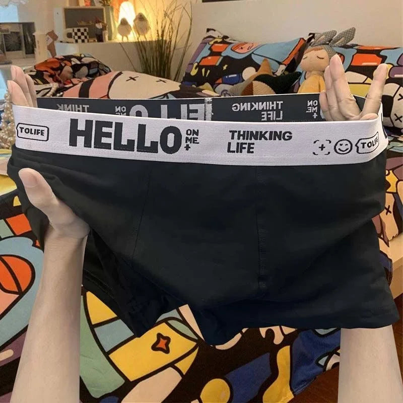 1/3Pc Men Panties Breathable Antibacterial Boxer Shorts Four-corner Shorts Teenagers Knitted Pure Color  U Convex Male Underpant