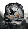 Men's Fashion Printed Round Neck Long Sleeve Party Autumn Sports Leisure Pullover Men 3D Flying Eagle Printed Loose Sports Top