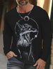 2024 new men's long-sleeved t-shirt 3d printed high-definition wolf animal print men's autumn tops casual round neck t-shirt