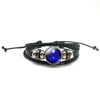 New Men 12 Constellation Black Braided Leather Bracelet Punk Style Zodiac Sign Multilayer Weave Wrap Bracelet For Birthday Gifts