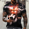 Christian Mens Clothing T Shirts Oversized T Shirt Gothic  Jesus Christ Cross 3D Print O-neck Tops Vintage Hip Hop Short Sleeve