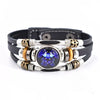 Twelve Constellations Luminous Leather Bracelet Retro Multi-layer Beaded Leather Bracelet Jewelry Gifts for Men Women Couples
