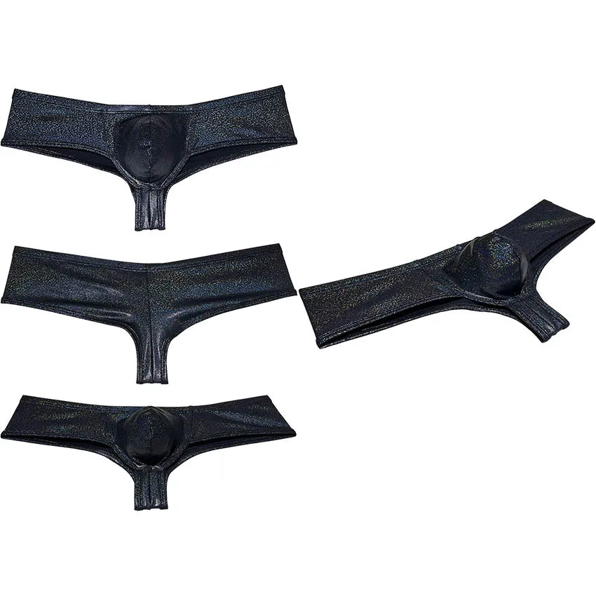 Men's Fashion Super Smooth Hot Mini Pouch Boxers Underwear Comfy Wet Look Leather Bikini Briefs Low Rise Beach Trunks Shiny Soft
