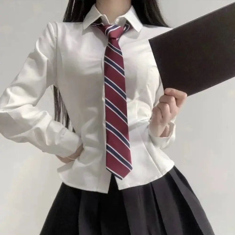 Japanese JK Tie Female Clothes Accessories Decorate Student Uniform Bow Tie Hand College Style Red Striped Ties for Girls
