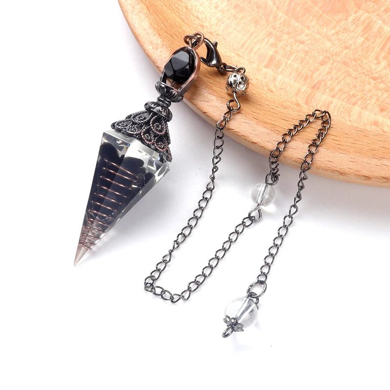 Natural Stone Spirit Pendulum Pendant Latticed Chain Energy Luck Mysterious Reiki Resin For Jewelry Making Accessories Necklaces