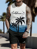 Summer Tank Top Men's Hawaii Beach Casual Clothing Quick Drying Silk Fit Sleeveless Shirt Mens Fashionable Body-Shaping Tank Top