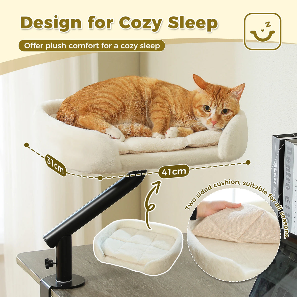 Cat Desk Bed, 360° Rotatable Cat Bed Stand