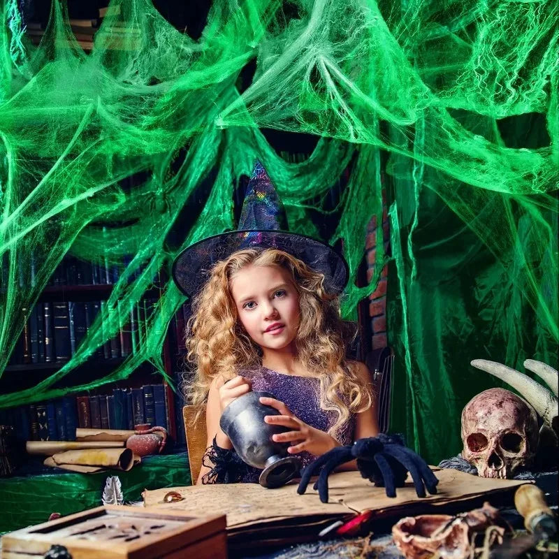 Luminous Fake Cobwebs with Spiders Halloween Glow in The Dark Spider Web Stretchy Spooky Webbing Cosplay Party Home Decor Props