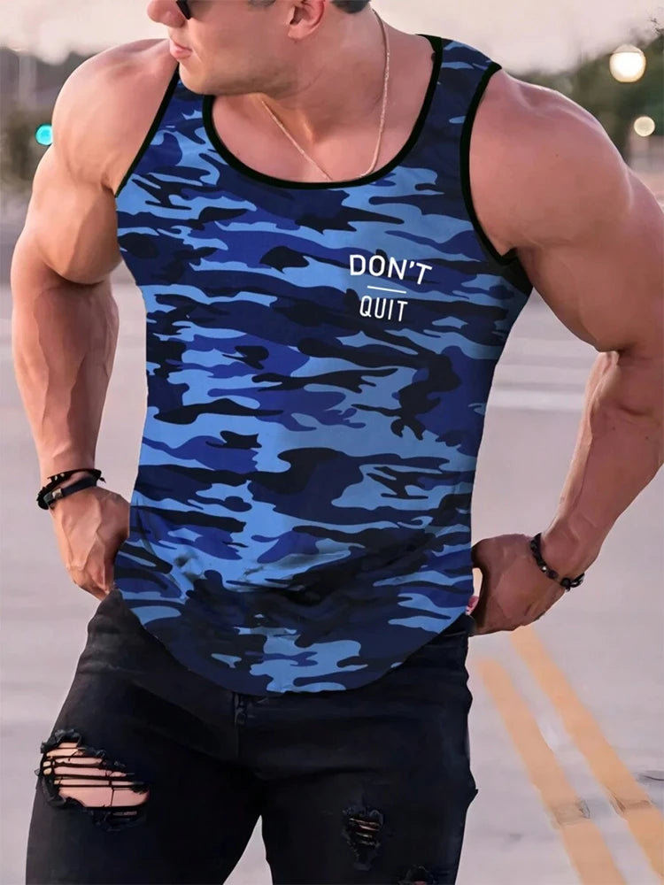 2025 3D Camouflage Printed Men's Tank Top Outdoor Sports Men's Fitness Tank Top Summer Everyday Fashion Men's Sleeveless T-shirt