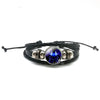 New Men 12 Constellation Black Braided Leather Bracelet Punk Style Zodiac Sign Multilayer Weave Wrap Bracelet For Birthday Gifts