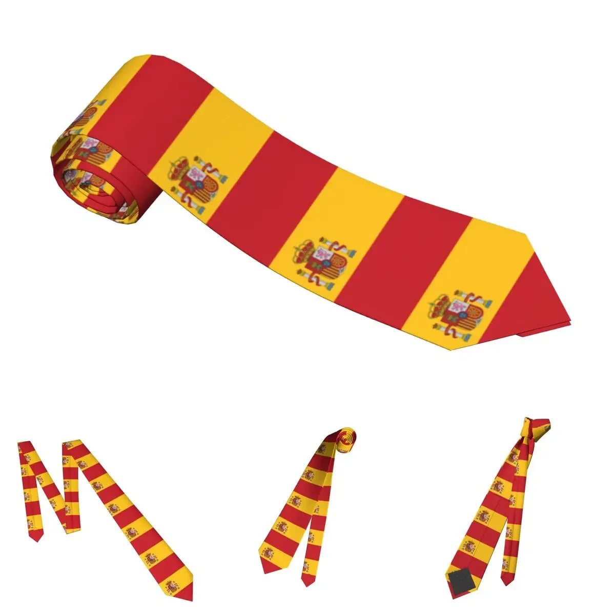 Spanish Flag Neckties Unisex Polyester 8 cm Neck Tie for Men Skinny Wide Accessories Gravatas Office