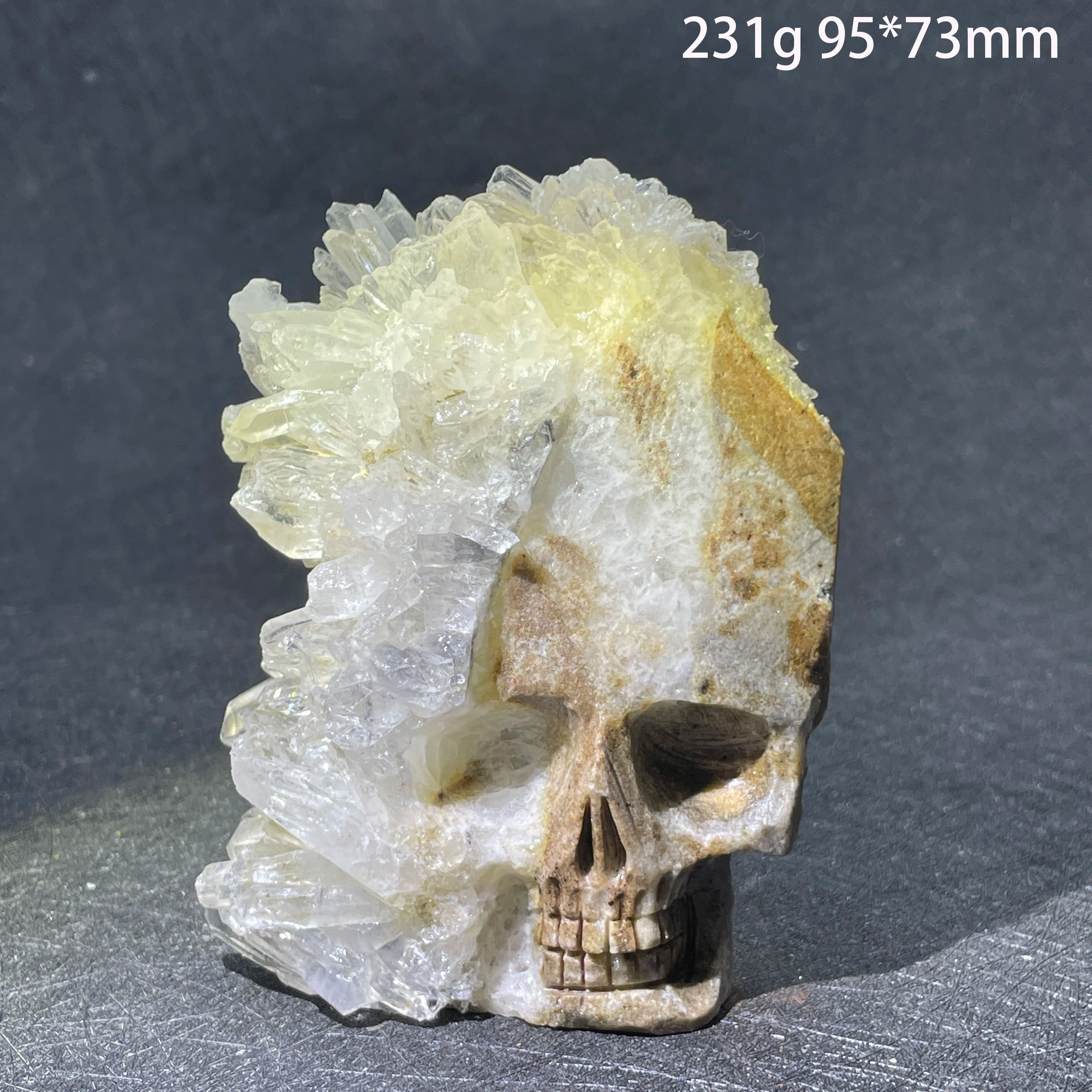 Natural Crystal Carving Skull Stone Clear Quartz Cluster Polished Rock