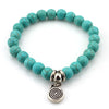 FTCY Women Bohemian Beaded Bracelet Fashion Turquoise Natural Stone Anti-Stress Yoga Geometric Pendant Elastic Cord Hand Chains