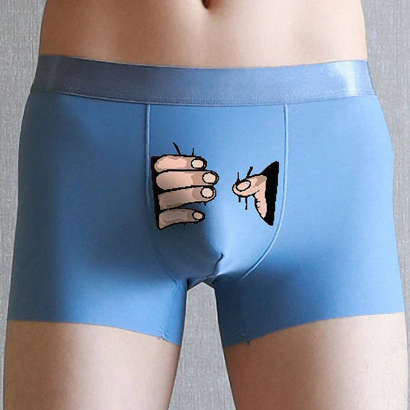 Men Silk Underwear Cartoon Boxer Mens Boxers Creative Funny