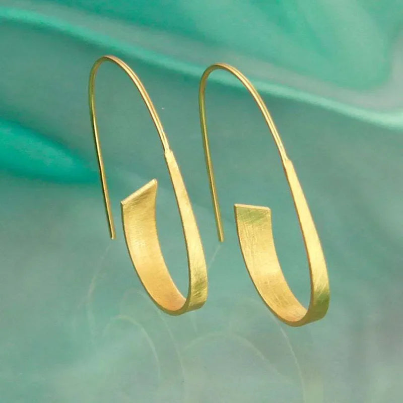 Simple Black Small Circle Hoop Earrings Gypsy Jewelry Antique Silver Color Spiral Metal Hook Earrings for Women