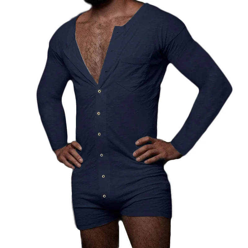 Solid Color Tight Jumpsuit Long Sleeved Jumpsuit Romper