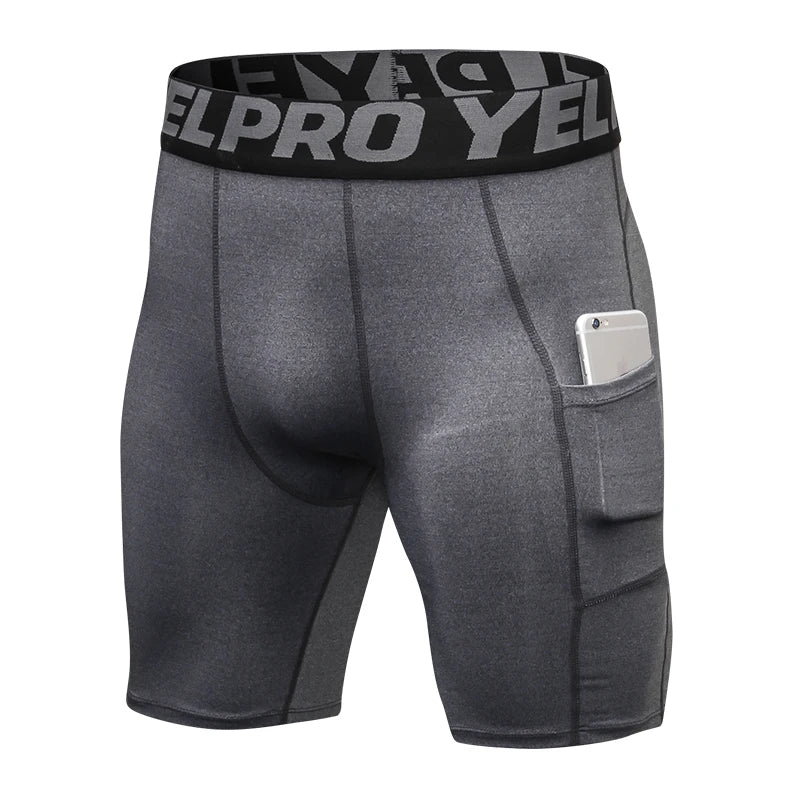 Sports Shorts Men Compression Running Shorts With Pocket Quick Dry Workout Gym Shorts Fitness Sport Leggings for Men