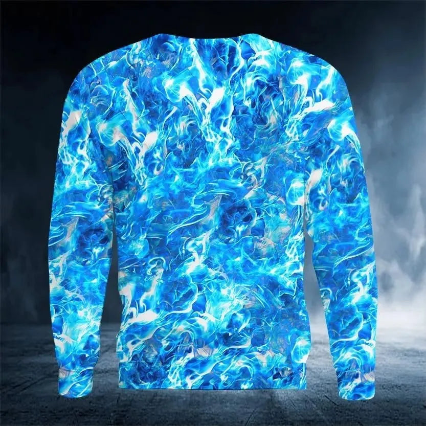 2023 New Men's Autumn Round Neck Long Sleeve T-shirt =Retro Skull 3D Pattern Print T Shirts Casual Fashion Tops Men Clothing