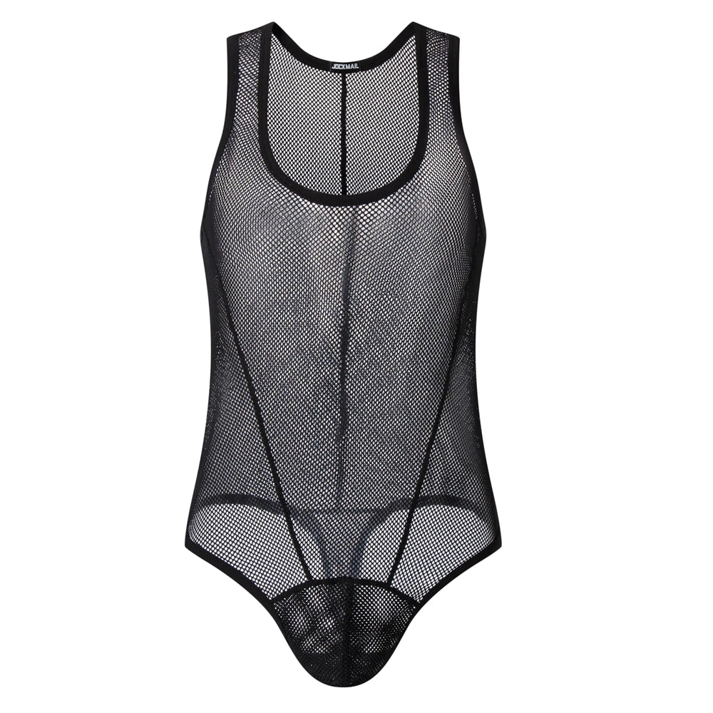 JOCKMAIL Men's Sexy Mesh Jockstrap Underwear Bodysuit Suspender Jumpsuits Man Harness Gay Underwear Mens Lingerie Sissy Panties