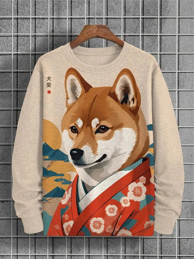 2025 Men's Animal Sweatshirts Long Sleeve Sweatshirt Crew Neck Fashion 3D Printed Japanese Art Prints Casual Sweatshirts