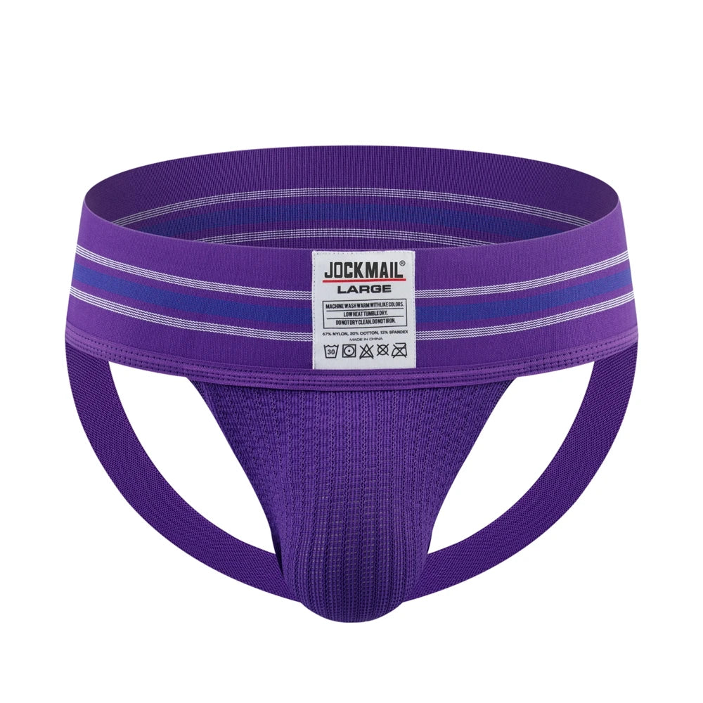 JOCKMAIL Sexy Underwear Men Thong Jockstrap Lingerie G String Man Penis Pouch Cueca Homem Underpants Wide Waistband Panties