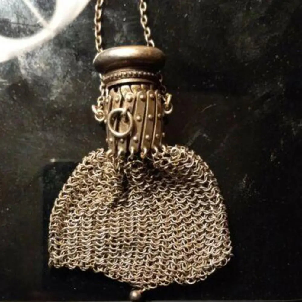Gift Victorian 1920's English Coin Purse Top Mesh Mini Double Mesh Coin Holder Twist Lid Gate Stainless Steel Coin Bag