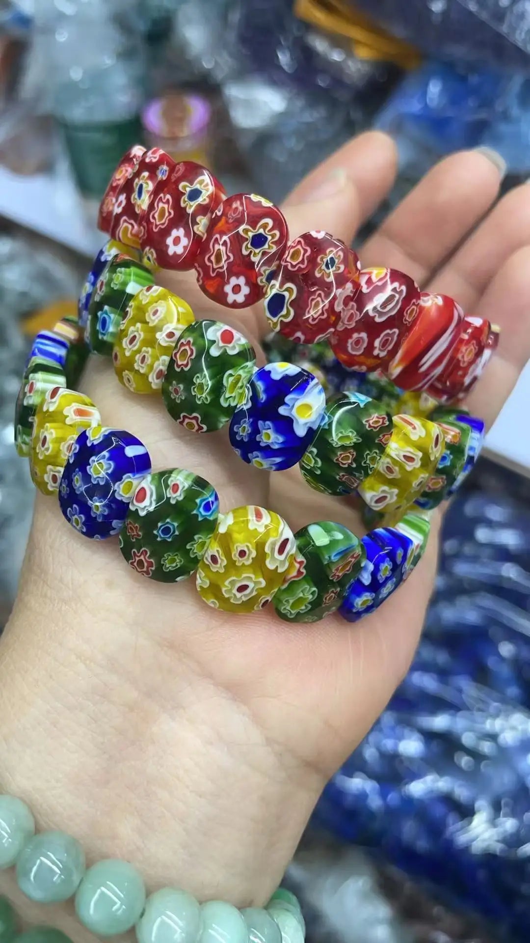 11X15MM Fashion Millefiori Glass Muran Floral Ellipse Lampwork Colour Flower Bracelet For Women Party Gift Cheap Items