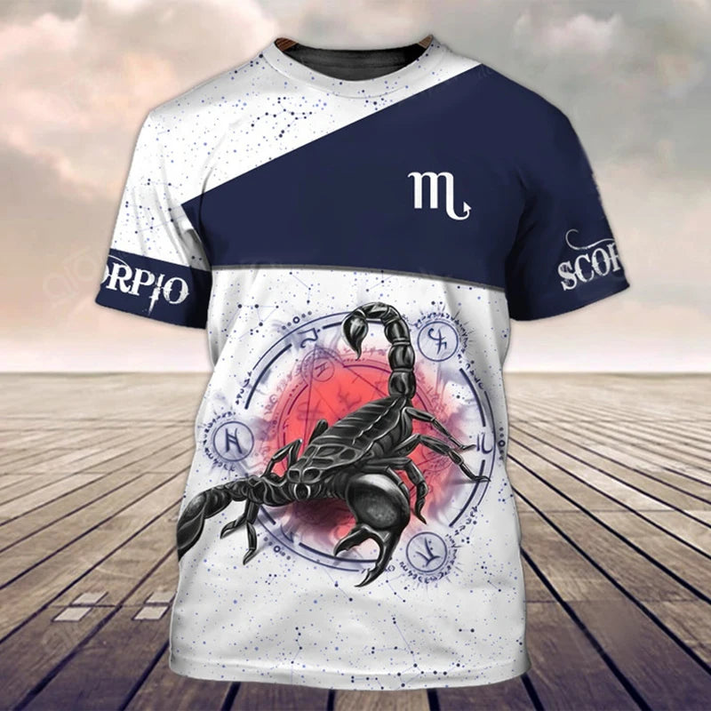 Animal Men's T Shirt Summer Short Sleeve Scorpion 3D Print Funny T-Shirts Fashion Casual Male Sportshirt Oversized Mens Clothing