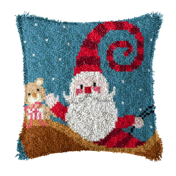 Winter Christmas Latch Hook Kits Smyrna Pillowcase Knot Pillow Package Animal Latch Hook Set For Needlework Embroidery Cushion