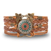 Vintage Mandala Flower Glass Dome Wrap Bracelet Brown Multilayer Woven Leather Bracelets For Women