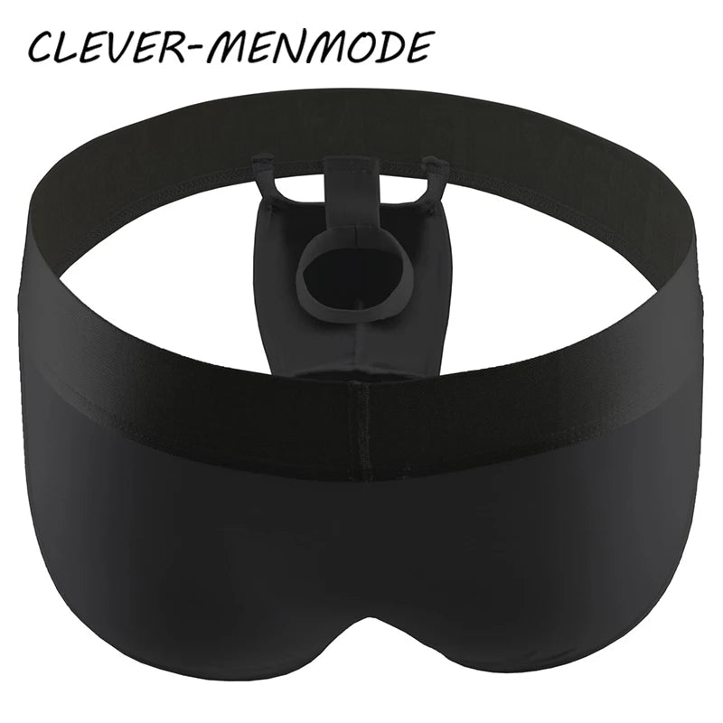 CLEVER-MENMODE Men's Sexy O-Ring Elephant Nose Briefs Ice Silk Men Ultra Thin Long Penis Mini Panties Miceo Openwork Lingerie