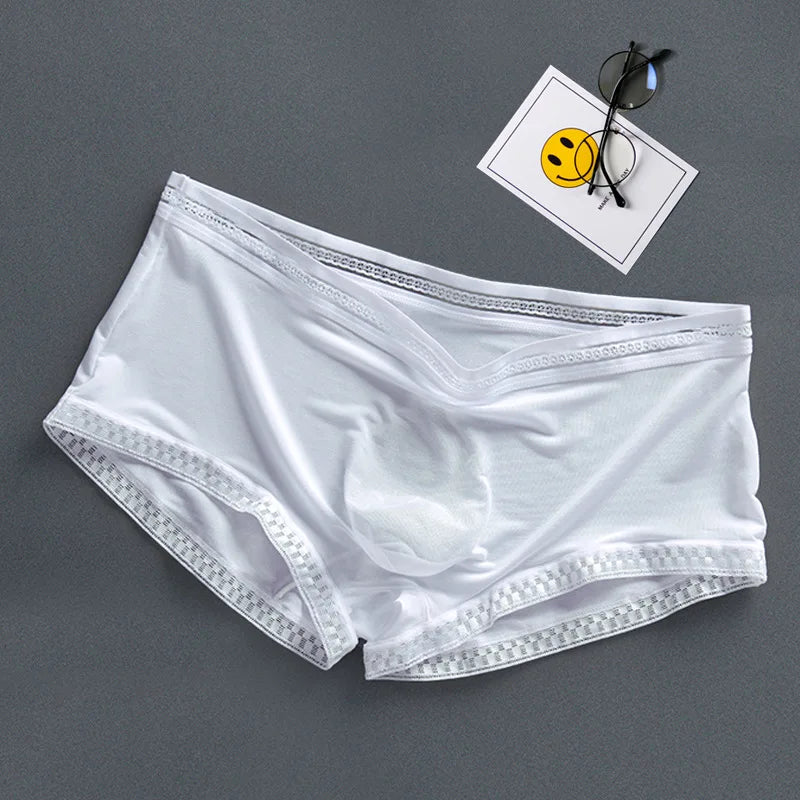 Men's Ice Silk Boxer Pants Breathable Panties Sexy Transparent Ultra-thin Underwear Breathable Comfortable Underpants