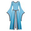 Women Medieval Renaissance Trumpet Sleeve Retro Loor Length Gown Lace Trim Irish Over Long Dress Halloween Costume Plus Size