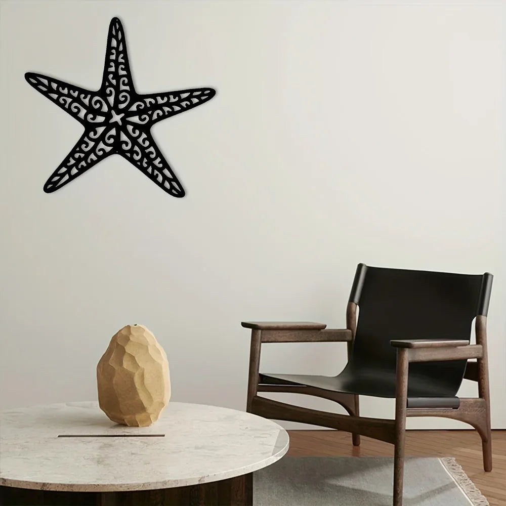 1pc Coastal Starfish Ocean Beach Metal Wall Art,Metal Wall Art Interior Decoration, Home Wall Hangings Home Decor