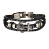 New Trendy Retro 4pcs/Set Bracelets & Bangles Men's Multilayer Black Leather Jewelry Charm Pulseiras Boyfriend Wristband