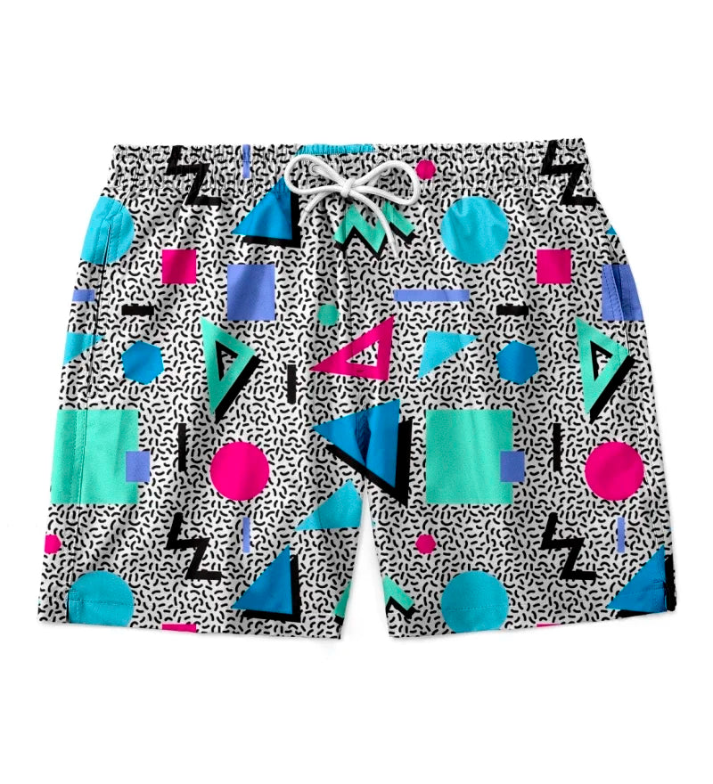 3D geometric print men's casual shorts Tropical summer style fashion shorts, quick-drying and comfortable close-fitting