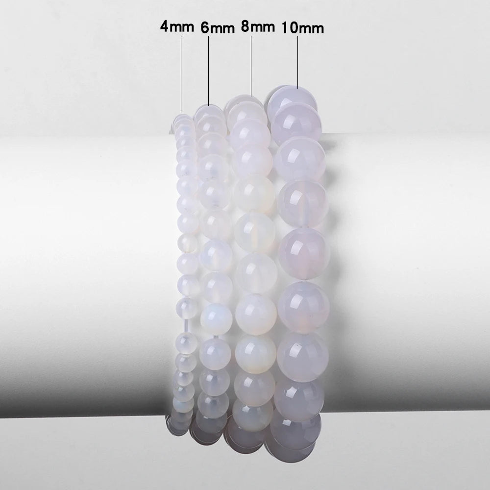 4 6 8 10 MM Indian Agate Beads Bracelet Natural Stone Stretch Bracelets