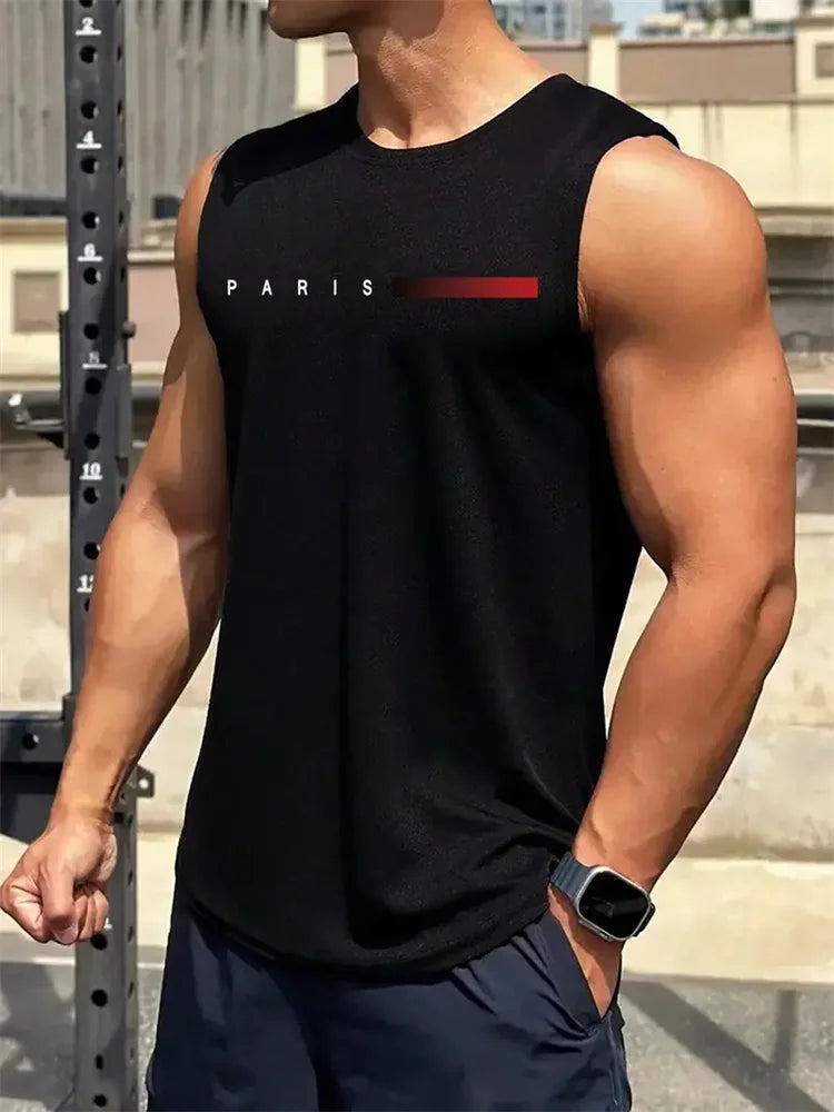 Summer New Trend Men's Pull-Over Crew Neck Vest Mesh Fitness Breathable Vest Blazer Men's Quick Drying Sweat Absorption T-Shirt