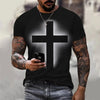 Christian Mens Clothing T Shirts Oversized T Shirt Gothic  Jesus Christ Cross 3D Print O-neck Tops Vintage Hip Hop Short Sleeve