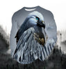Men's Fashion Printed Round Neck Long Sleeve Party Autumn Sports Leisure Pullover Men 3D Flying Eagle Printed Loose Sports Top