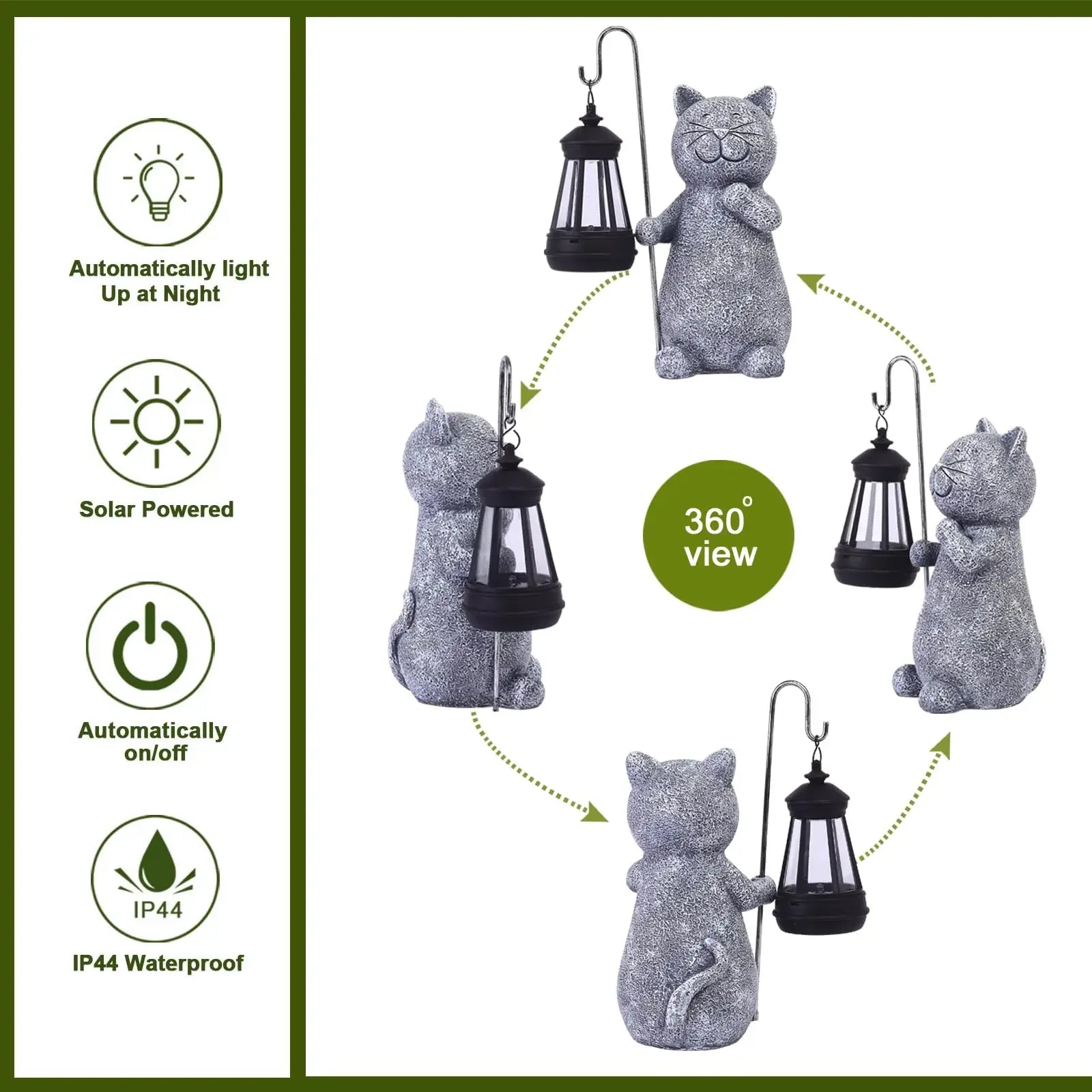 Cat Statue Solar Garden Ornament Outdoor Decoration with Solar Lights Suitable for Garden Balcony Birthday Gift for Mom Lady