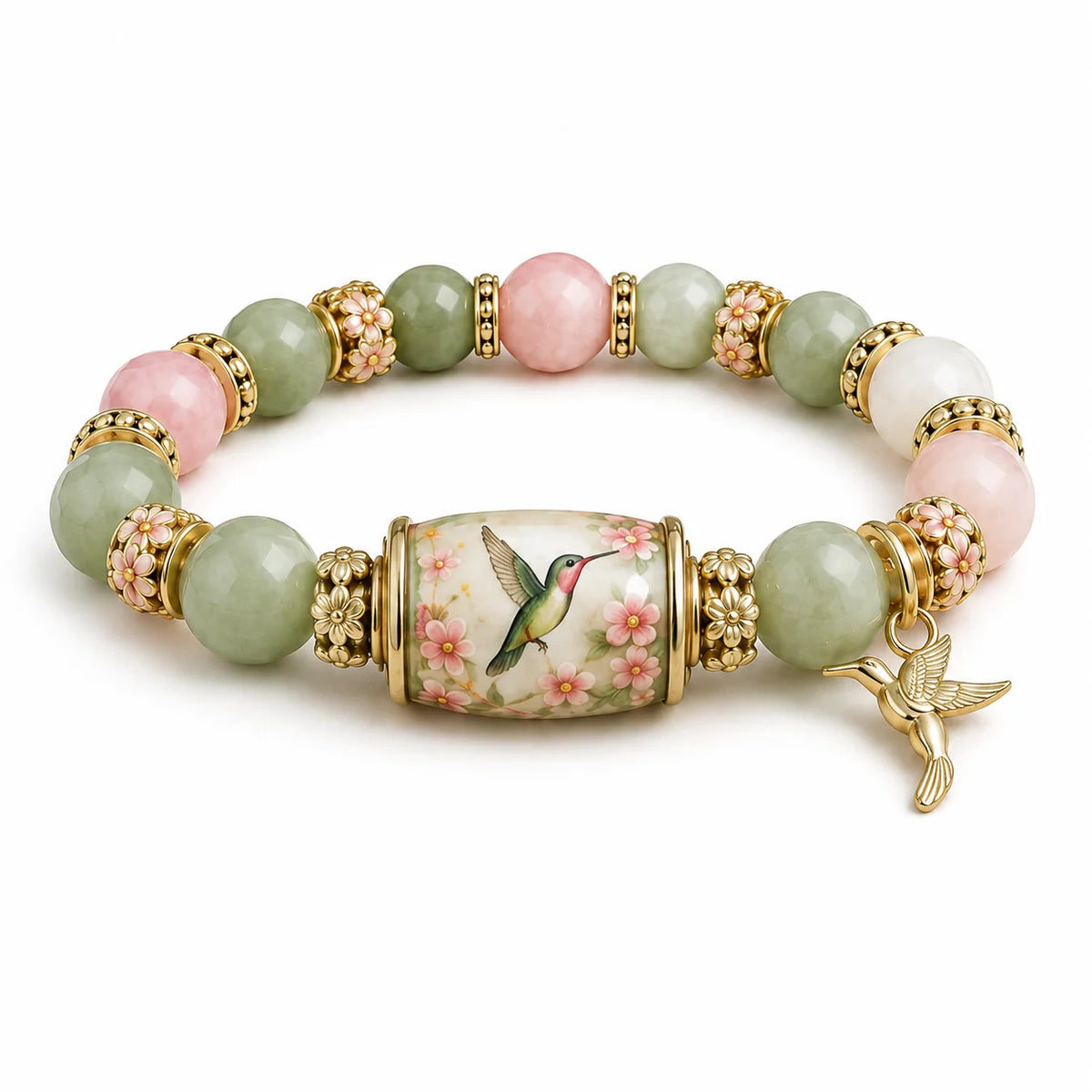 BEE HAPPY Healing Daisy Beaded Bracelet for Women Yellow Green Charm Elastic Wrist Jewelry Nature Inspired Sweet Gift for Her
