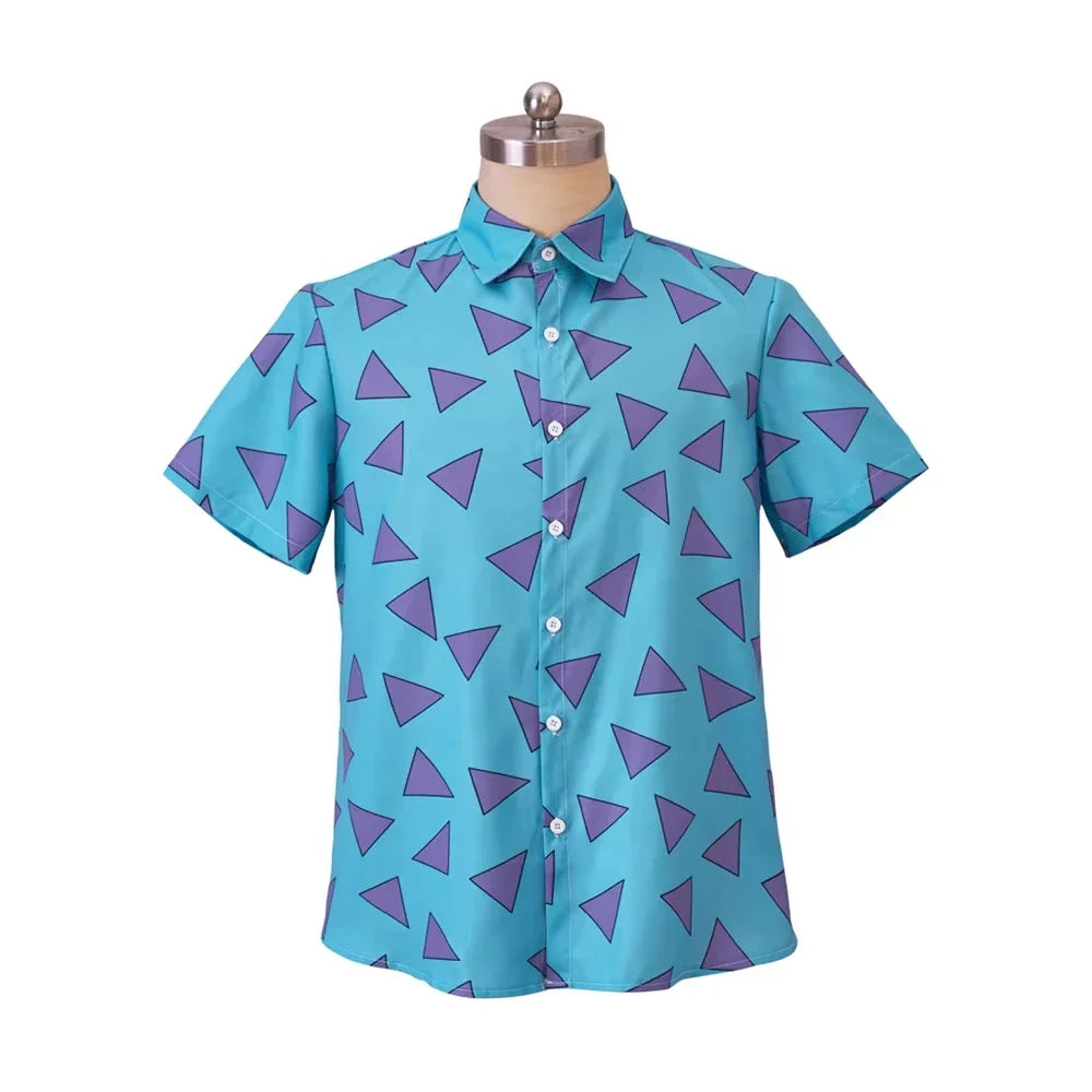 Summer Clothing Styling Is Cool and Refreshing Men's Casual Triangle Printed Button Down Shirt 90's Summer T-shirt Halloween